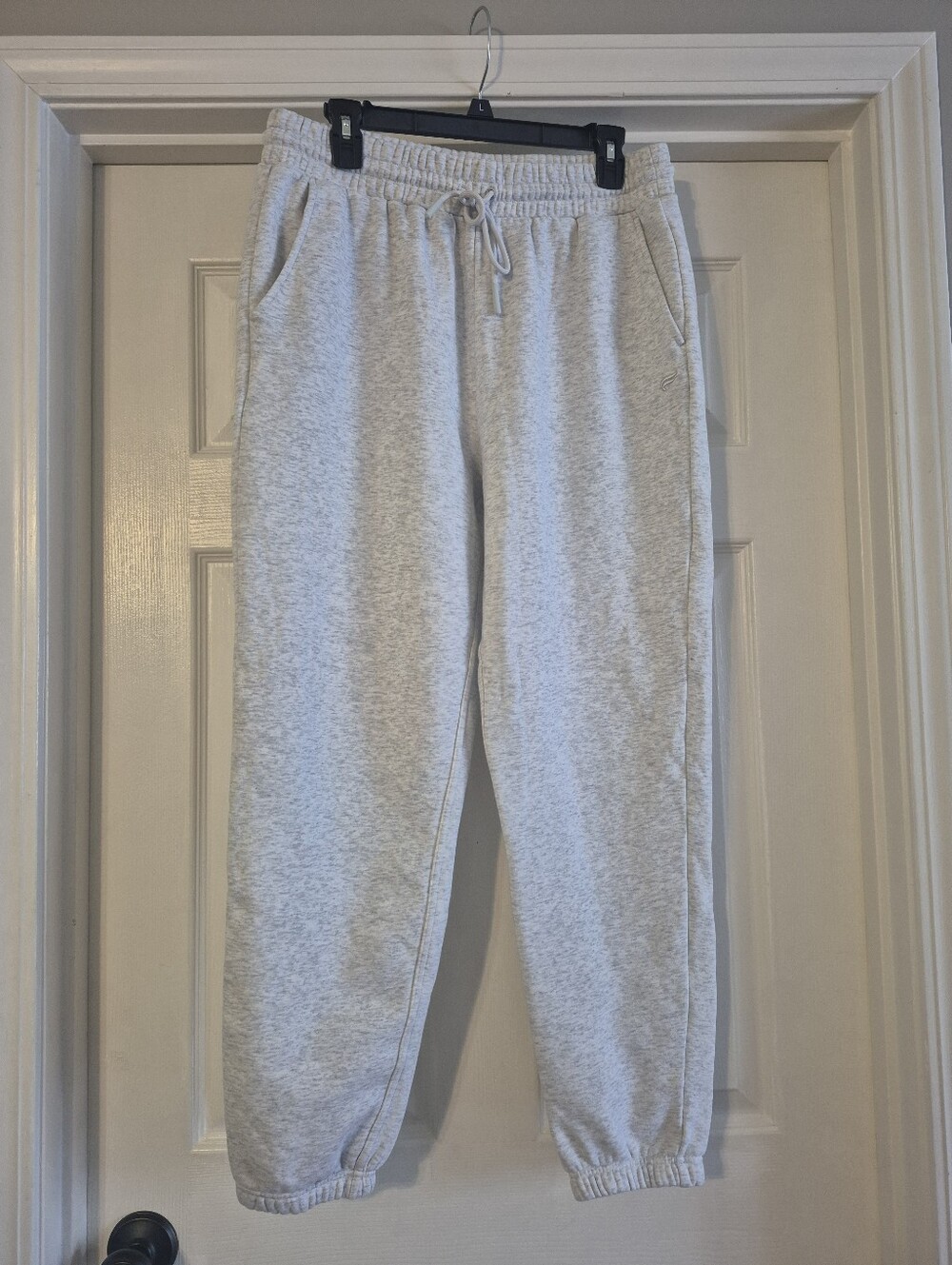 Fabletics Light Gray Heathered Drawstring Jogger Sweatpants - Size Large